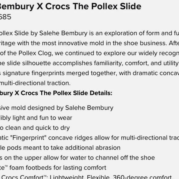 Salehe Bembury X Crocs The Pollex Slide sandal W9 M7 NIB Tashmoo blue Fingerprin main image 8